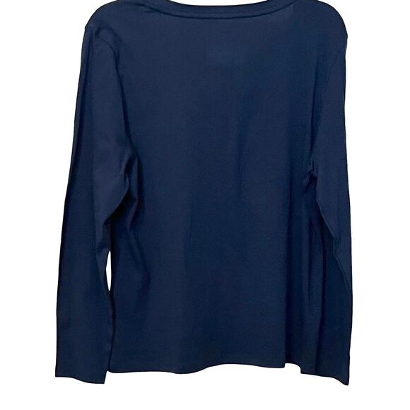 CHARTER CLUB LONG SLEEVE V-NECK TOP, INTREPID (NAVY) BLUE, PET/XXL, CASUAL, NWT - Picture 4 of 11